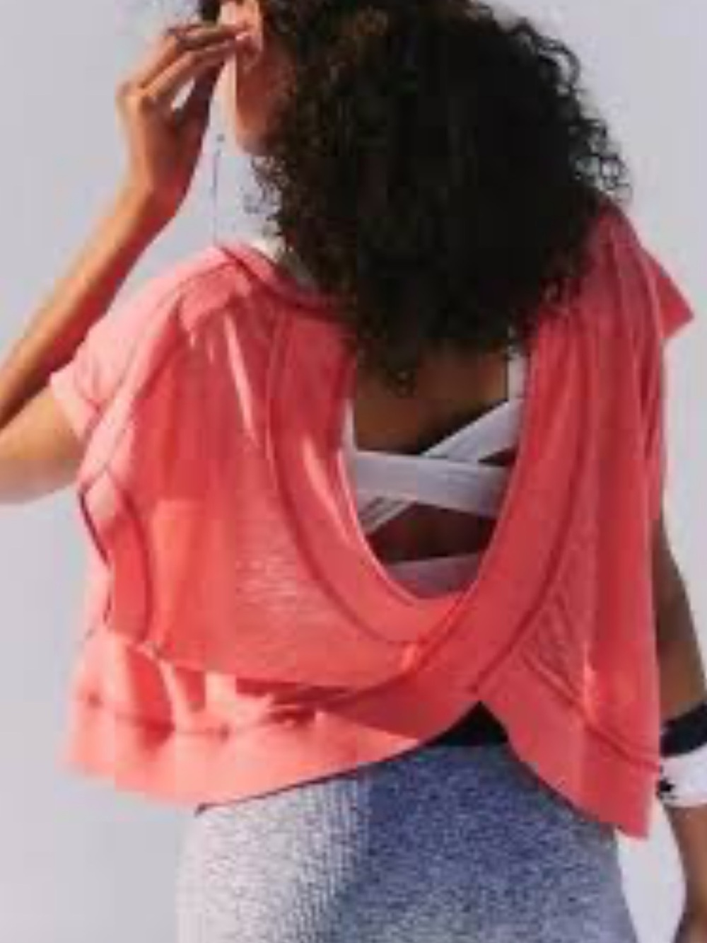 FP Movement by Free People Coral Open-Back Draped Cropped Sweatshirt